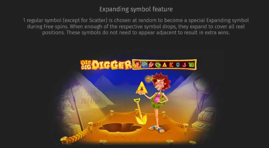 Dig Dig Digger slot game expanding symbol feature